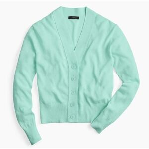 J.Crew Cropped Lightweight Cardigan Sweater Size XS Mint Blue Button Front